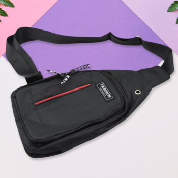 Waterproof Anti Theft Cross-body fanny pack waist bag, Shoulder Bags Chest Men Casual fashion USB Charging earphone hook Sling Travel Bag (1 Pc / Black & Grey Color) 1