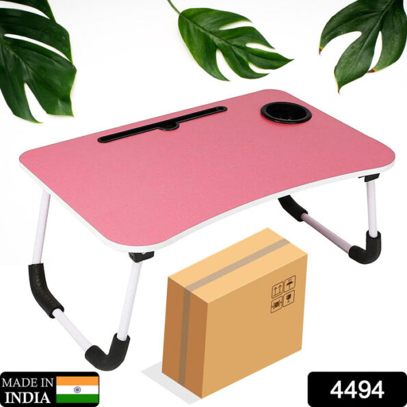 Multi-Purpose Laptop Desk for Study and Reading with Foldable Non-Slip Legs Reading Table Tray , Laptop Table ,Laptop Stands, Laptop Desk, Foldable Study Laptop Table ( PINK ) 2