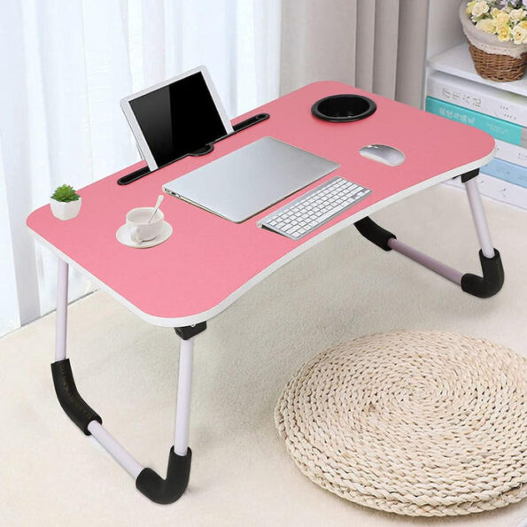 Multi-Purpose Laptop Desk for Study and Reading with Foldable Non-Slip Legs Reading Table Tray , Laptop Table ,Laptop Stands, Laptop Desk, Foldable Study Laptop Table ( PINK ) 3