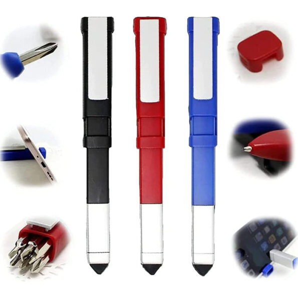 Pen-Shaped Phone Holder with Screwdriver Sets, Multi-Function Pen 4 in 1 Tech Tool Pen, Portable Phone Tools with Capacitive Stylus Ball Point Pen Mobile 7