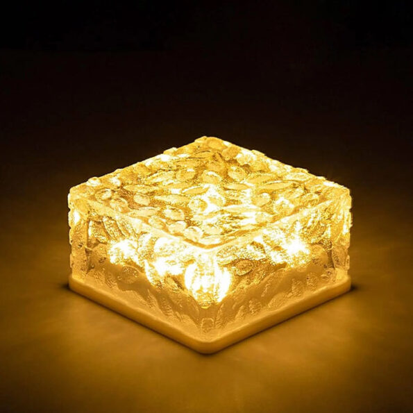 Solar Ice Cube Shaped Garden Light, Ice Cube Shaped Garden Warm Light Outdoor Solar Garden Decorative Lights for Walkway Pathway Backyard Christmas Decoration Parties 1