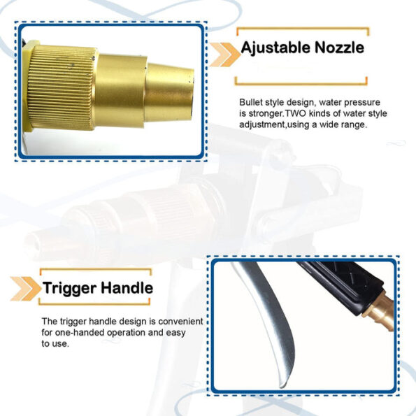 Durable Gold Color Trigger Hose Nozzle Water Lever Spray 9