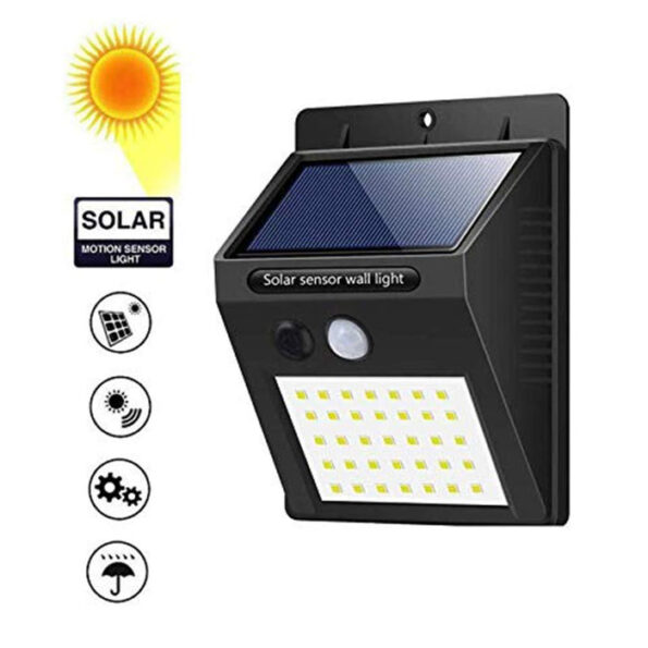 Solar Security LED Night Light for Home Outdoor / Garden Wall (Black) (30-LED Lights) 5