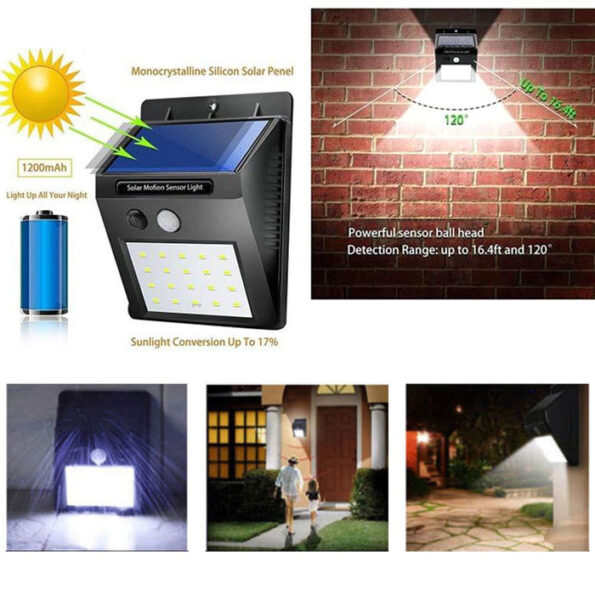Solar Security LED Night Light for Home Outdoor / Garden Wall (Black) (30-LED Lights) 7