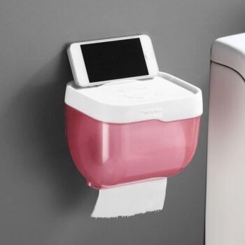 2-in-1 Bathroom Tissue Dispenser & Phone Holder (Self-Adhesive, Waterproof) 1
