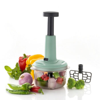 2in1 push chopper 800ml Stainless Steel Blade Quick & Powerful Manual Hand Held Food Chopper to Chop & Cut Fruits, Vegetables, Herbs, Onions for Salsa, Salad 1