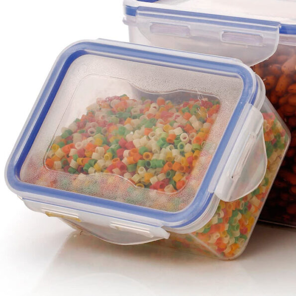 Rectangle Food Storage Containers: Airtight, Leak-Proof Lids (3-Pack, Clear ABS) 5