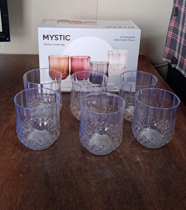 Heavy unbreakable Stylish look fully Transparent Glasses Set 250 ml (6pcs) 8