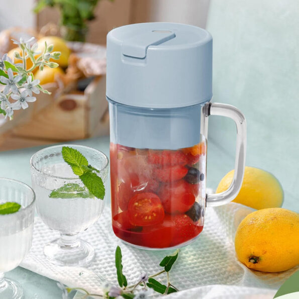 Portable Electric Juicer With Handle & Straw, USB Rechargeable 6 Stainless Steel Blades (500 ML) 4