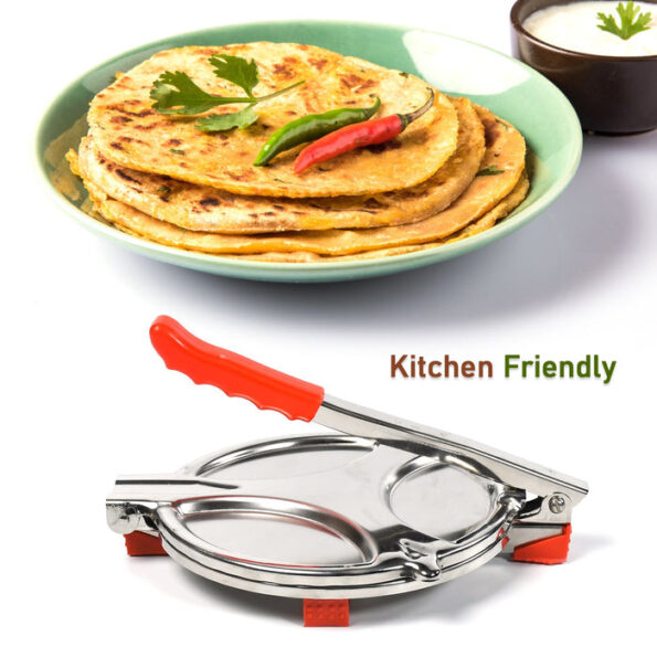 PURI PRESS MAKER – STAINLESS STEEL PURI MAKER PRESS MACHINE – ROTI CHAPATI PRESSER FOR HOME -KHAKHRA- PURI MAKER PRESS MACHINE WITH HANDLE, MANUAL PURI MAKER (MEDIUM) 5
