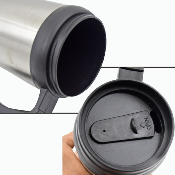 Stainless Steel Vacuum Glass Insulated Glass Coffee Cups (With Lid & Handle / 1 pc) 8