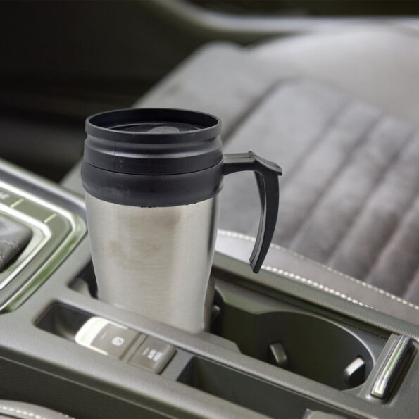Stainless Steel Vacuum Glass Insulated Glass Coffee Cups (With Lid & Handle / 1 pc) 3