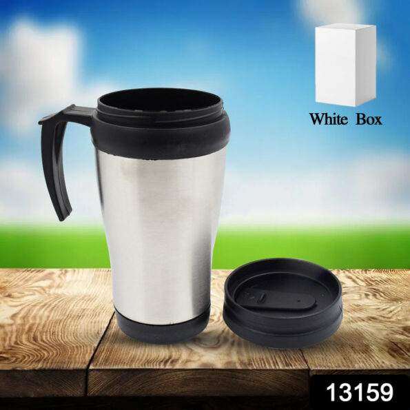 Stainless Steel Vacuum Glass Insulated Glass Coffee Cups (With Lid & Handle / 1 pc) 2