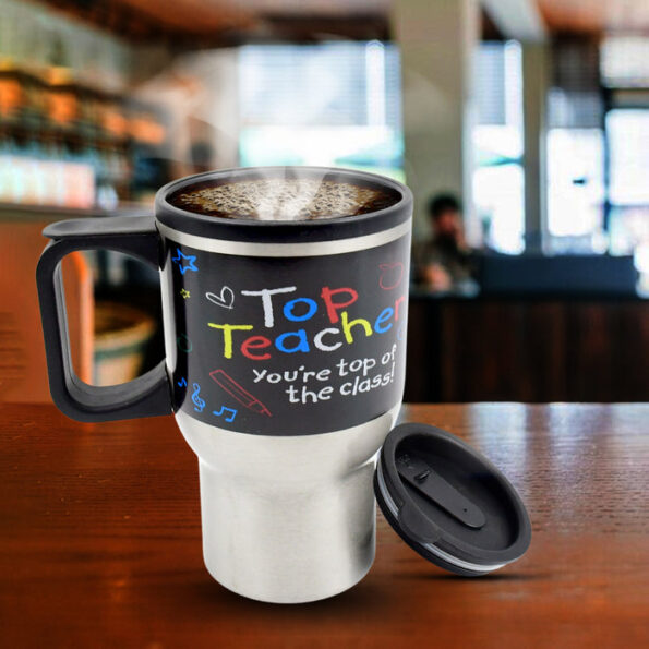 Stainless Steel Vacuum Glass Insulated Glass Coffee Cups Double Walled Travel Mug, Car Coffee Mug (With Lid & Handle) 5