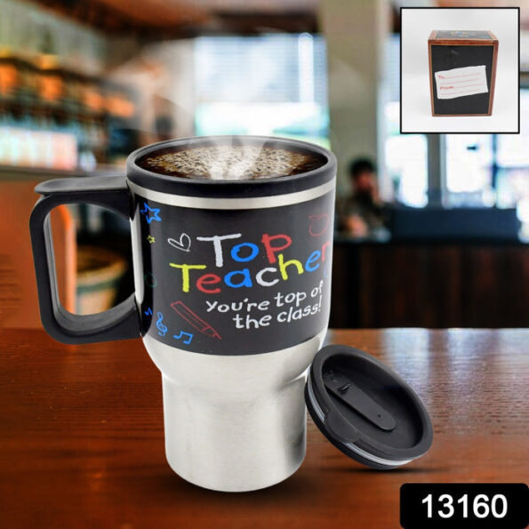 Stainless Steel Vacuum Glass Insulated Glass Coffee Cups Double Walled Travel Mug, Car Coffee Mug (With Lid & Handle) 2