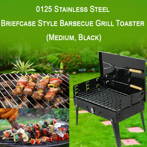 Stainless Steel Briefcase Style Barbecue Grill Toaster (Medium, Black) 10