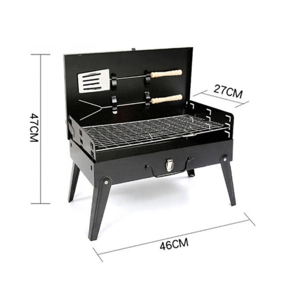 Stainless Steel Briefcase Style Barbecue Grill Toaster (Medium, Black) 5