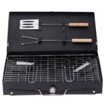 Stainless Steel Briefcase Style Barbecue Grill Toaster (Medium, Black)