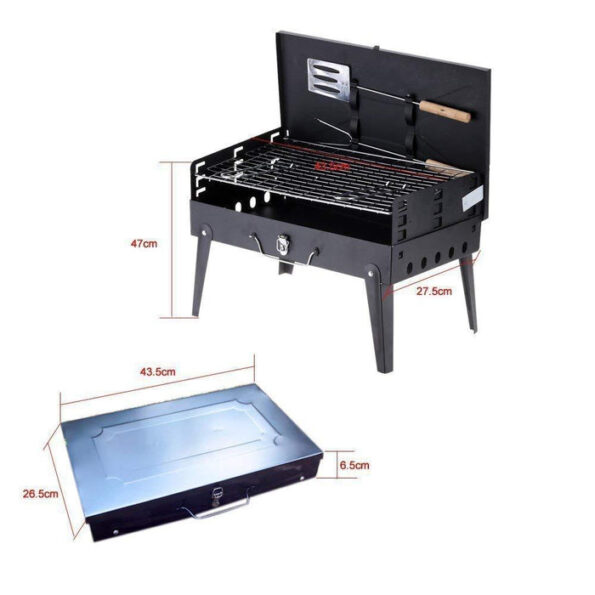 Stainless Steel Briefcase Style Barbecue Grill Toaster (Medium, Black) 6