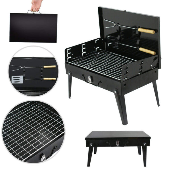Stainless Steel Briefcase Style Barbecue Grill Toaster (Medium, Black) 7