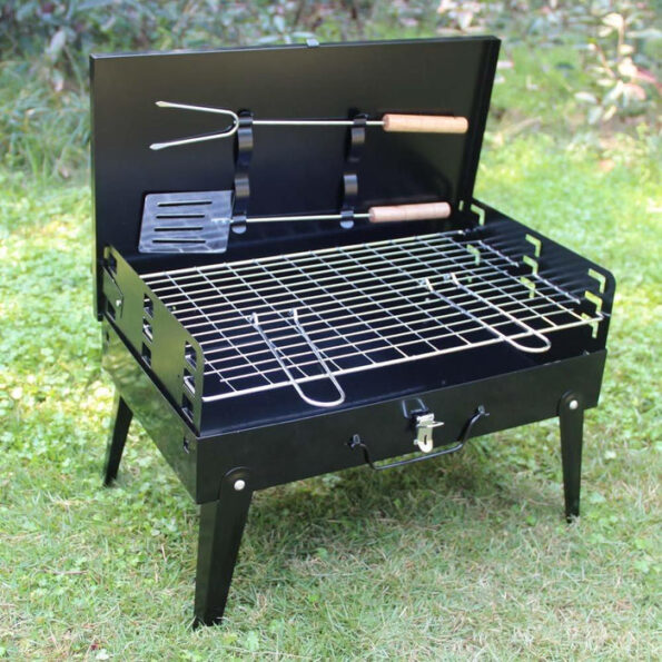 Stainless Steel Briefcase Style Barbecue Grill Toaster (Medium, Black) 8