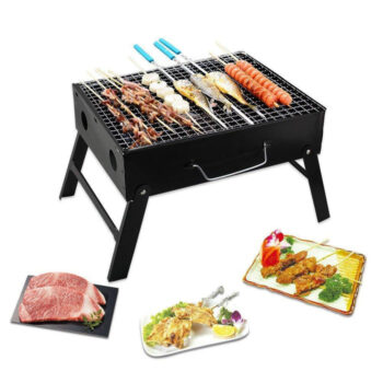 Folding Barbeque Charcoal Grill Oven (Black, Carbon Steel) 1