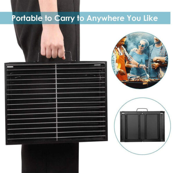 Folding Barbeque Charcoal Grill Oven (Black, Carbon Steel) 6