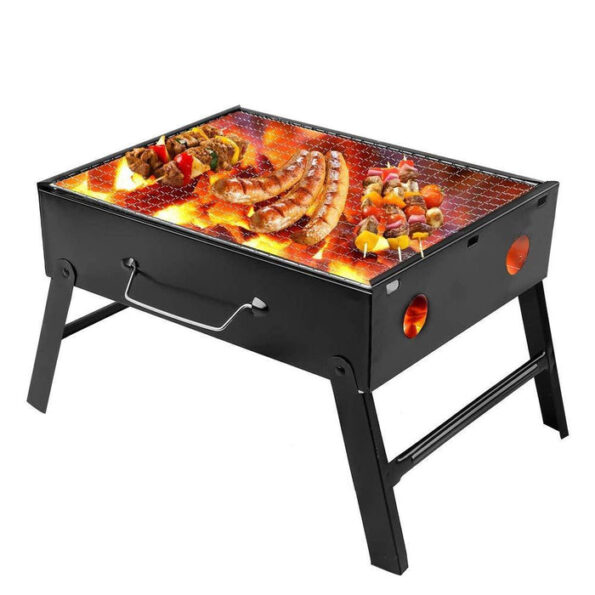 Folding Barbeque Charcoal Grill Oven (Black, Carbon Steel) 4