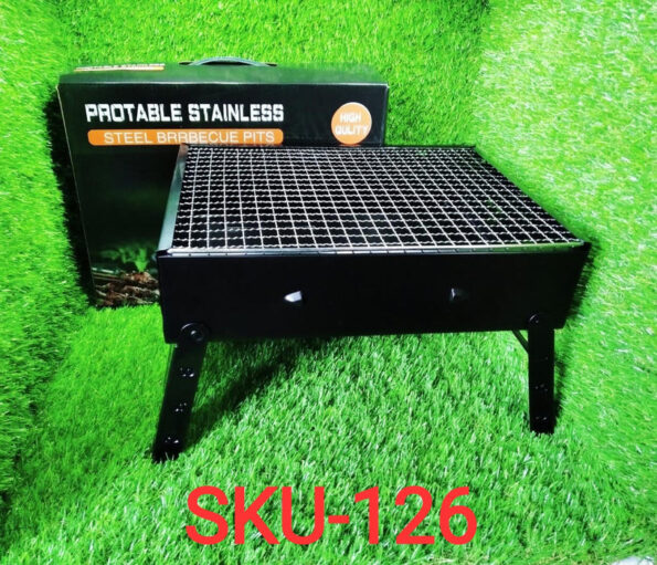 Folding Barbeque Charcoal Grill Oven (Black, Carbon Steel) 7