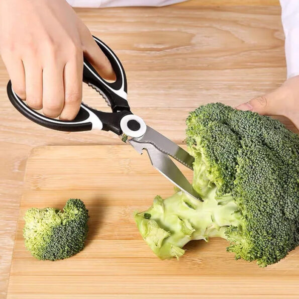 3 in1 Multi-Function Kitchen Household for Vegetables, Fruit, Cheese & Meat Slices with Bottle Opener Stainless Steel Sea Food Scissor (1 Pc ) 4