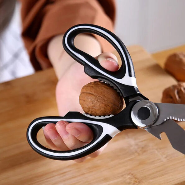 3 in1 Multi-Function Kitchen Household for Vegetables, Fruit, Cheese & Meat Slices with Bottle Opener Stainless Steel Sea Food Scissor (1 Pc ) 6