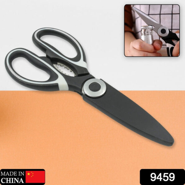 3 in1 Multi-Function Kitchen Household for Vegetables, Fruit, Cheese & Meat Slices with Bottle Opener Stainless Steel Sea Food Scissor (1 Pc ) 2