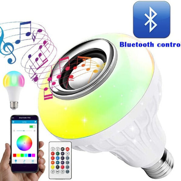 Wireless Bluetooth Sensor 12W Music Multicolor LED Bulb with Remote Controller 5