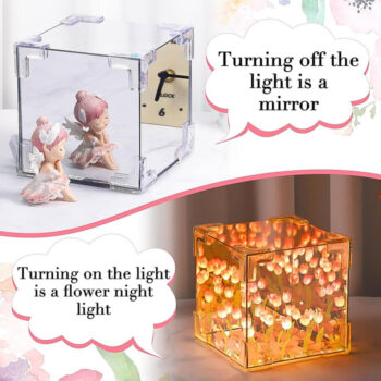 Cube Tulip Night Lamp | Led Decorative Nights Lamp for Bedroom (Multicolor / 1 Set) 3