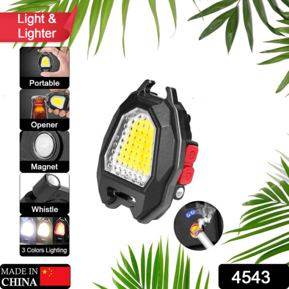 Portable Triangular Shaped Emergency& Camping Flashlight With Cigarette Lighter Lumens Rechargeable Waterproof Portable Led Light Camping Keychain 6Lighting Modes With Strong Magnet 3 Color Lighting For Travel, Camping Walking 2