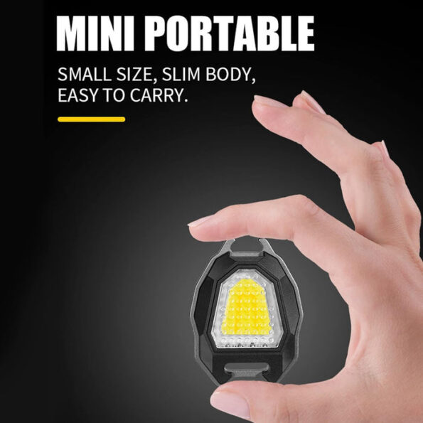Portable Triangular Shaped Emergency& Camping Flashlight With Cigarette Lighter Lumens Rechargeable Waterproof Portable Led Light Camping Keychain 6Lighting Modes With Strong Magnet 3 Color Lighting For Travel, Camping Walking 1