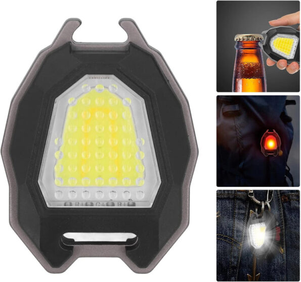 Portable Triangular Shaped Emergency& Camping Flashlight With Cigarette Lighter Lumens Rechargeable Waterproof Portable Led Light Camping Keychain 6Lighting Modes With Strong Magnet 3 Color Lighting For Travel, Camping Walking 7