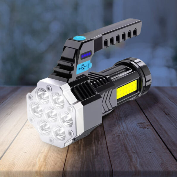 Portable Flashlight / Torch  COB 7LED Hand Light USB Rechargeable Light with Side Light (1 Pc) 1