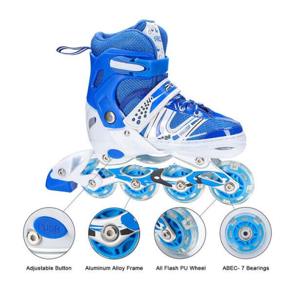 Inline Skates With Led Flashing Light Wheel With Adjustable Length Skate Premium High Quality Skates Pair (Roller Skate , Skating) 3