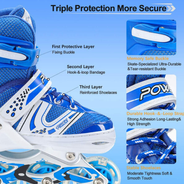 Inline Skates With Led Flashing Light Wheel With Adjustable Length Skate Premium High Quality Skates Pair (Roller Skate , Skating) 6
