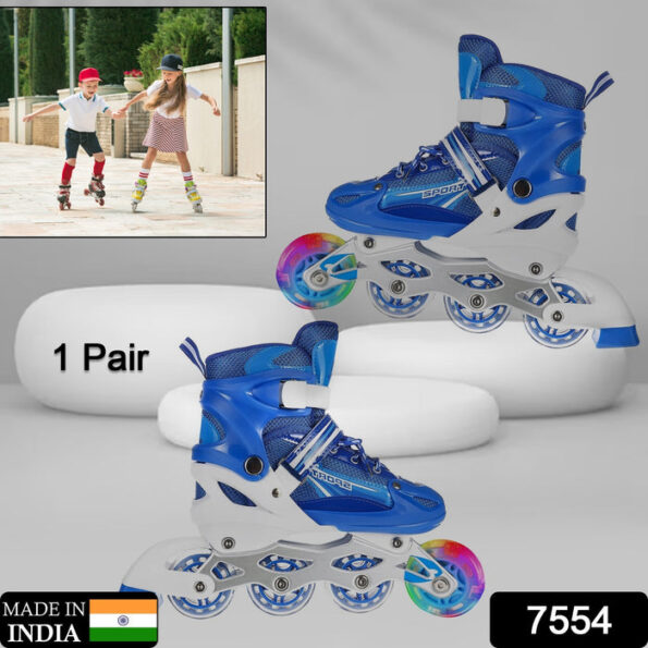 Inline Skates With Led Flashing Light Wheel With Adjustable Length Skate Premium High Quality Skates Pair (Roller Skate , Skating) 2