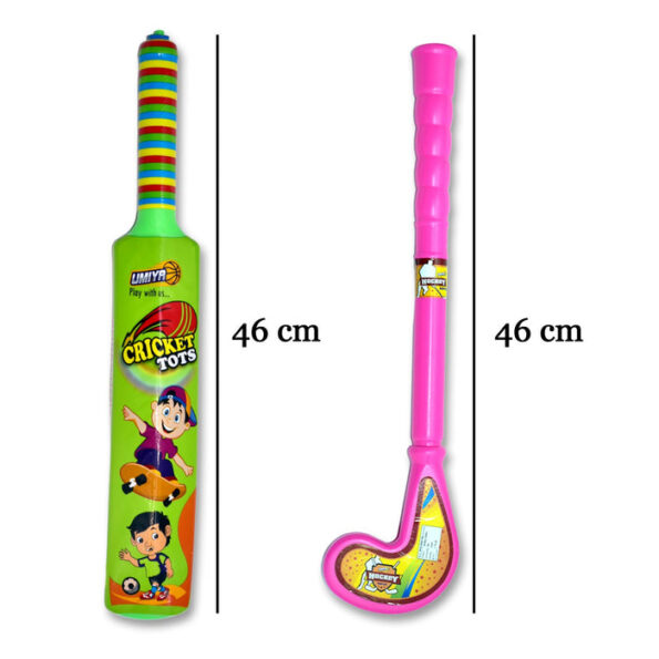 Combo of Light Weight Plastic Bat, Ball & Hockey for Kids, Boys, Indoor, Outdoor Play 5