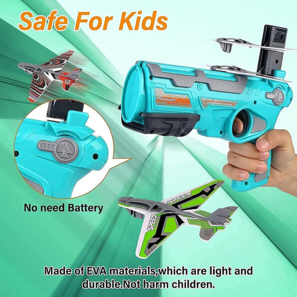 Airplane Launcher Gun Toy with Foam Glider Planes, Outdoor Games for Children, Best Aeroplane Toys for Kids, Air Battle Gun Toys  ( 5 Plane Include ) 3