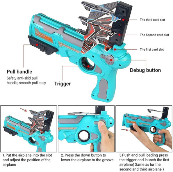 Airplane Launcher Gun Toy with Foam Glider Planes, Outdoor Games for Children, Best Aeroplane Toys for Kids, Air Battle Gun Toys  ( 5 Plane Include ) 6