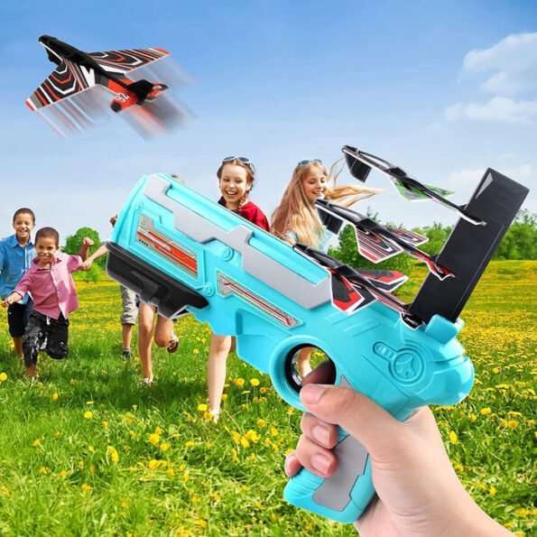 Airplane Launcher Gun Toy with Foam Glider Planes, Outdoor Games for Children, Best Aeroplane Toys for Kids, Air Battle Gun Toys  ( 5 Plane Include ) 5